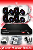BAYICAM 8 Kameralı Uzay 4 İç Kamera Set HDD'siz Full HD Gece Görüşlü Güvenlik Kamerası Sistemi