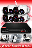 BAYICAM 8 Kameralı Uzay 4 İç Kamera Set 250 GB HDD Full HD Gece Görüşlü Güvenlik Kamerası Sistemi