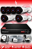 BAYICAM 6 Kameralı Uzay 6 Dış Kamera Set 100 GB HDD Full HD Gece Görüşlü Güvenlik Kamerası Sistemi