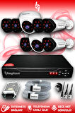 BAYICAM 8 Kameralı Uzay 2 İç Kamera Set HDD'siz Full HD Gece Görüşlü Güvenlik Kamerası Sistemi