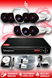 BAYICAM 8 Kameralı Uzay 2 İç Kamera Set 250 GB HDD Full HD Gece Görüşlü Güvenlik Kamerası Sistemi