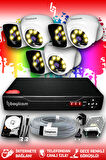 BAYICAM 6 Kameralı Kare 3 İç Kamera Set 500 GB HDD Full HD Renkli Gece Görüşlü Güvenlik Kamerası Sistemi