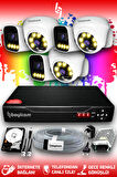 BAYICAM 6 Kameralı Zebra 3 İç Kamera Set 100 GB HDD Full HD Renkli Gece Görüşlü Güvenlik Kamerası Sistemi