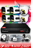 BAYICAM 6 Kameralı Zebra 2 İç Kamera Set 100 GB HDD Full HD Renkli Gece Görüşlü Güvenlik Kamerası Sistemi