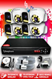 BAYICAM 8 Kameralı Zebra 4 İç Kamera Set 320 GB HDD Full HD Renkli Gece Görüşlü Güvenlik Kamerası Sistemi