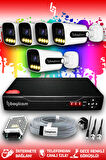 BAYICAM 5 Kameralı Zebra 5 Dış Kamera Set HDD'siz Full HD Renkli Gece Görüşlü Güvenlik Kamerası Sistemi