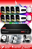 BAYICAM 8 Kameralı Zebra 8 Dış Kamera Set 100 GB HDD Full HD Renkli Gece Görüşlü Güvenlik Kamerası Sistemi