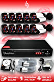 BAYICAM 10 Kameralı Panda 10 Dış Kamera Set 1 TB HDD Full HD Gece Görüşlü Güvenlik Kamerası Sistemi