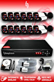 BAYICAM 12 Kameralı Panda 12 Dış Kamera Set 320 GB HDD Full HD Gece Görüşlü Güvenlik Kamerası Sistemi