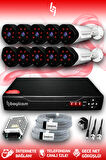 BAYICAM 10 Kameralı Uzay 10 Dış Kamera Set HDD'siz Full HD Gece Görüşlü Güvenlik Kamerası Sistemi