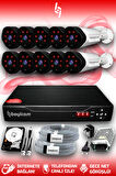 BAYICAM 10 Kameralı Uzay 10 Dış Kamera Set 250 GB HDD Full HD Gece Görüşlü Güvenlik Kamerası Sistemi