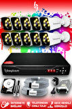 BAYICAM 10 Kameralı Kare 10 Dış Kamera Set 100 GB HDD Full HD Renkli Gece Görüşlü Güvenlik Kamerası Sistemi