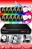 BAYICAM 12 Kameralı Kare 12 Dış Kamera Set 320 GB HDD Full HD Renkli Gece Görüşlü Güvenlik Kamerası Sistemi