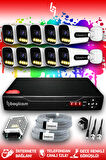 BAYICAM 10 Kameralı Zebra 10 Dış Kamera Set HDD'siz Full HD Renkli Gece Görüşlü Güvenlik Kamerası Sistemi