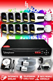 BAYICAM 10 Kameralı Zebra 10 Dış Kamera Set 100 GB HDD Full HD Renkli Gece Görüşlü Güvenlik Kamerası Sistemi