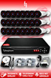 BAYICAM 24 Kameralı Uzay 24 Dış Kamera Set 100 GB HDD Full HD Gece Görüşlü Güvenlik Kamerası Sistemi