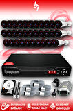 BAYICAM 32 Kameralı Uzay 32 Dış Kamera Set 250 GB HDD Full HD Gece Görüşlü Güvenlik Kamerası Sistemi