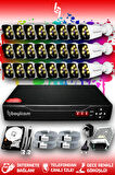 BAYICAM 24 Kameralı Kare 24 Dış Kamera Set 1 TB HDD Full HD Renkli Gece Görüşlü Güvenlik Kamerası Sistemi