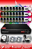 BAYICAM 24 Kameralı Zebra 24 Dış Kamera Set 1 TB HDD Full HD Renkli Gece Görüşlü Güvenlik Kamerası Sistemi