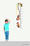 Bizerk Görsel Maymun Temalı Çocuk /Bebek Odası Boy Ölçer  Dekoratif Cam Kapı Duvar Sticker 
