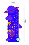 Bizerk Görsel Sevimli Gezegen ve Bulut Temalı Çocuk Odası Boy Ölçer  Dekoratif Duvar Sticker 
