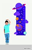 Bizerk Görsel Sevimli Gezegen ve Bulut Temalı Çocuk Odası Boy Ölçer  Dekoratif Duvar Sticker 
