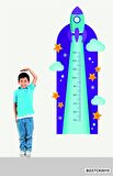 Bizerk Görsel Uzay Mekiği Temalı Çocuk /Bebek Odası Boy Ölçer  Dekoratif Cam Kapı Duvar Sticker 

