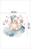 Bizerk Görsel Yıldız Bulut ve Sevimli Ayı Çocuk/ Bebek Odası Kreş Kapı Duvar Yapışkanı Sticker