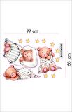 Bizerk Görsel Uyuyan Sevimli Ayıcık ve Yıldızlar Çocuk Odası Kreş Anaokulu Duvar Yapışkanı Sticker