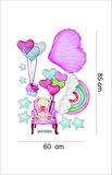 Bizerk Görsel Sevimli Ayı Gökkuşağı Yıldız Uçan Balon Çocuk/Bebek Odası Kreş Anaokulu Duvar Yapışkanı Sticker