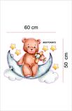 Bizerk Görsel Ayda Sallanan Ayı Çocuk/Bebek Odası Kreş Anaokulu Duvar Sticker