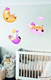 Bizerk Görsel Uykucu Zürafa Ay Bulut Salıncak Yıldız Çocuk/Bebek Odası Kreş Anaokulu Duvar Sticker