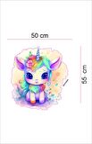 Bizerk Görsel Renkli Sevimli Bebek Tek Boynuzlu At Unicorn Cam Kapı Duvar Sticker Seti
