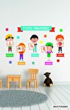 Bizerk Görsel Beş Duyu Organımız Eğitici Anaokulu Çocuk Odası Kreş Duvar Kapı Cam Sticker Seti