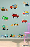 Bizerk Görsel Eğitici Taşıt  İş Makinesi Kamyon Vinç Traktör Bebek/Çocuk Odası Duvar Kapı Sticker