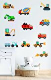Bizerk Görsel Eğitici Taşıt  İş Makinesi Kamyon Vinç Traktör Bebek/Çocuk Odası Duvar Kapı Sticker