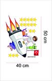 Bizerk Görsel Uzay Mekik Astronot Yıldız  Çocuk/Bebek Odası Kreş Anaokulu Duvar Kapı Cam Sticker