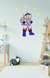 Bizerk Görsel Karikatür Sevimli Astronot ve Yıldız Çocuk/Bebek Odası Kreş Anaokulu Duvar Kapı Cam Sticker