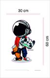 Bizerk Görsel Kaykay Play Station Kask Çocuk/Bebek Odası Kreş Anaokulu Duvar Kapı Cam Sticker
