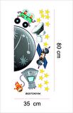 Bizerk Görsel Uzay Gemisi Astronot Uydu Yıldız Çocuk/Bebek Odası Kreş Anaokulu Duvar Kapı Cam Sticker