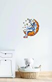 Bizerk Görsel Ay Çılgın Astronotun Düşü Yıldız Çocuk/Bebek Odası Kreş Anaokulu Duvar Kapı Sticker
