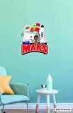 Bizerk Görsel Astronot Çocuklar ve Uzaylılar Mekik Mars Çocuk/Bebek Odası Kreş Anaokulu Duvar Kapı Sticker