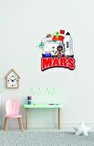 Bizerk Görsel Astronot Çocuklar ve Uzaylılar Mekik Mars Çocuk/Bebek Odası Kreş Anaokulu Duvar Kapı Sticker