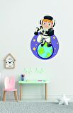 Bizerk Görsel Gezegen Astronot Uzay Yıldız Çocuk/Bebek Odası Kreş Anaokulu Duvar Kapı Sticker