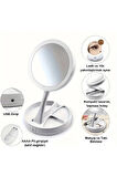 Seyahat Makyaj Aynası, Taşınabilir Katlanır 1x/10x Büyüteçli LED Işıklı Çift Taraflı Makyaj Aynası