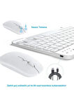 Kablosuz Bluetooth Türkçe Q Klavye ve Mouse Seti Ios/AndroidTablet Telefon Uyumlu Şarjlı
