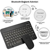 Kablosuz Bluetooth Türkçe Q Klavye ve Mouse Seti Ios/AndroidTablet Telefon Uyumlu Şarjlı