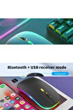 Şarjlı Kablosuz Mouse Bluetooth\2.4ghz RGB Işıklı Sessiz Tıklama Tablet Telefon Bilgisayar Uyumlu