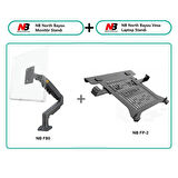 NB F80-FP Amortisörlü 10"-17" Uyumlu Laptop Standı - 17-30" Monitör Tutucu 2 si 1 Arada