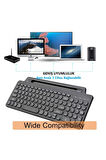 Bluetooth Klavye +2.4Ghz Kablosuz Kendinden Standlı Tablet Telefon Tv PC Android IOS Windows Numerik